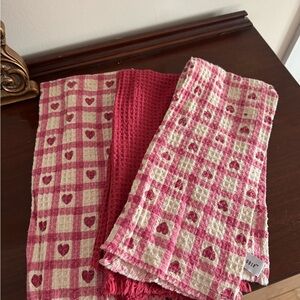 Pink and White Heart Patterned Towels